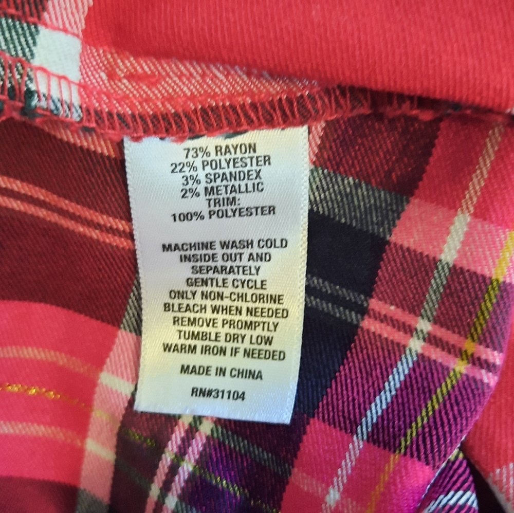 Crown & ivy red plaid crop bow hi waist pants sz 20W *F - Picture 3 of 5